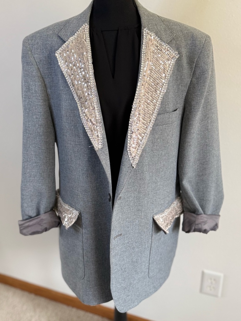 Vintage Levi’s Action Suit Blazer 44R Metallic Trim One of a Kind Oversized